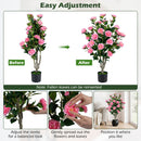 Artificial Camellia Tree 39.5" with Cement Pot - Set of 2 by DirectDeals