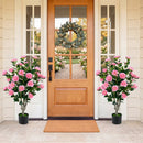 Artificial Camellia Tree 39.5" with Cement Pot - Set of 2 by DirectDeals