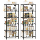 Set of 2 4-Tier Metal Storage Shelving Unit with V-Shaped Wire Rack and 1000 LBS Capacity-Black