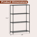 Set of 2 4-Tier Metal Storage Shelving Unit with V-Shaped Wire Rack-Black