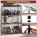 Set of 2 4-Tier Metal Storage Shelving Unit with V-Shaped Wire Rack-Black
