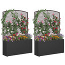 Set of 2 58 Inch Raised Garden Bed with Trellis and Wicker Planter Box