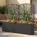 Set of 2 58 Inch Raised Garden Bed with Trellis and Wicker Planter Box