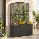 Set of 2 58 Inch Raised Garden Bed with Trellis and Wicker Planter Box
