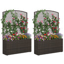Set of 2 58 Inch Raised Garden Bed with Trellis and Wicker Planter Box