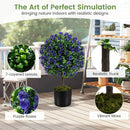 22 Inch Set of 2 Artificial Purple Rose Topiary Ball Trees with Cement-Filled Pot-Purple by LJGDeals
