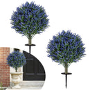 Set of 2 Artificial Lavender Topiary Ball Trees with Ground Spikes by LJGDeals