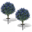 Set of 2 Artificial Lavender Topiary Ball Trees with Ground Spikes by LJGDeals