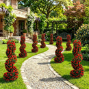 Artificial Spiral Topiary Trees 36" with Ground Spikes Set of 2 by LJGDeals