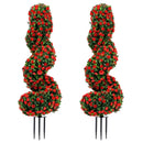 Artificial Spiral Topiary Trees 36" with Ground Spikes Set of 2 by LJGDeals