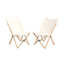 Set of 2 Bamboo Dorm Chair with Storage Pocket for Camping and Fishing by LJGDeals