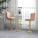 Set of 2 Bar Chairs with Footrest Electroplated Metal Base and Anti-Slip Ring by LJGDeals