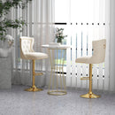 Set of 2 Bar Chairs with Footrest Electroplated Metal Base and Anti-Slip Ring by DirectDeals