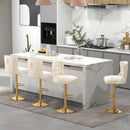 Set of 2 Bar Chairs with Footrest Electroplated Metal Base and Anti-Slip Ring by DirectDeals