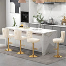 Set of 2 Bar Chairs with Footrest Electroplated Metal Base and Anti-Slip Ring by LJGDeals