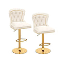 Set of 2 Bar Chairs with Footrest Electroplated Metal Base and Anti-Slip Ring by DirectDeals