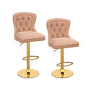 Set of 2 Bar Chairs with Footrest Electroplated Metal Base and Anti-Slip Ring by LJGDeals