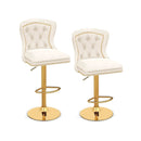 Set of 2 Bar Chairs with Footrest Electroplated Metal Base and Anti-Slip Ring by LJGDeals
