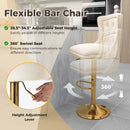 Set of 2 Bar Chairs with Footrest Electroplated Metal Base and Anti-Slip Ring by LJGDeals