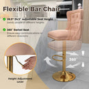 Set of 2 Bar Chairs with Footrest Electroplated Metal Base and Anti-Slip Ring by LJGDeals