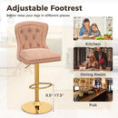 Set of 2 Bar Chairs with Footrest Electroplated Metal Base and Anti-Slip Ring by DirectDeals