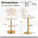 Set of 2 Bar Chairs with Footrest Electroplated Metal Base and Anti-Slip Ring by DirectDeals