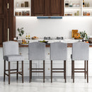 Set of 2 Bar Height Dining Side Barstools with Thick Cushion-Gray by DirectDeals