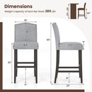 Set of 2 Bar Height Dining Side Barstools with Thick Cushion-Gray by LJGDeals