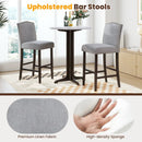 Set of 2 Bar Height Dining Side Barstools with Thick Cushion-Gray by LJGDeals