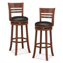 Set of 2 360° Bar Stools with PU Upholstered Seats-Brown by LJGDeals