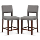 2 Piece Bar Chair Set with Hollowed Back and Rubber Wood Legs-Beige by DirectDeals