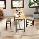 Set of 2 24 Inch Bar Stool with Curved Seat Cushions-Beige