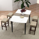 Set of 2 24 Inch Bar Stool with Curved Seat Cushions-Beige