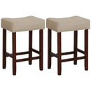 Set of 2 24 Inch Bar Stool with Curved Seat Cushions-Beige