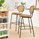 29.5 Inch Modern Faux Leather Bar Stools with Imitation Rattan Woven Backrest by LJGDeals