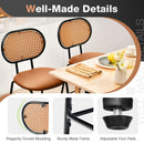 29.5 Inch Modern Faux Leather Bar Stools with Imitation Rattan Woven Backrest