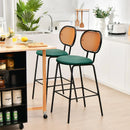 29.5 Inch Modern Faux Leather Bar Stools with Imitation Rattan Woven Backrest by LJGDeals