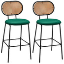 29.5 Inch Modern Faux Leather Bar Stools with Imitation Rattan Woven Backrest by LJGDeals