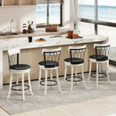 Set of 2 Bar Stools Swivel Bar Chairs with Footrest Rubber Wood Frame and Tufted Rivets by LJGDeals