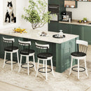 Set of 2 Bar Stools Swivel Bar Chairs with Footrest Rubber Wood Frame and Tufted Rivets by LJGDeals