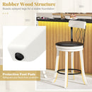 Set of 2 Bar Stools Swivel Bar Chairs with Footrest Rubber Wood Frame and Tufted Rivets-26 inches