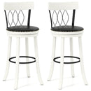 Set of 2 Bar Stools Swivel Bar Chairs with Footrest Rubber Wood Frame and Tufted Rivets-26 inches by DirectDeals