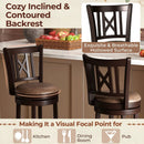 Set of 2 Bar Stools Swivel Bar Chairs with Footrest and Hollowed Backrest by LJGDeals