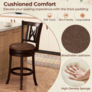 Set of 2 Bar Stools Swivel Bar Chairs with Footrest and Hollowed Backrest by LJGDeals