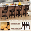 Set of 2 Bar Stools Swivel Bar Chairs with Footrest and Hollowed Backrest by LJGDeals