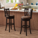 Set of 2 Bar Stools Swivel Bar Chairs with Footrest and Hollowed Backrest