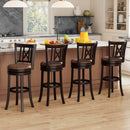 Set of 2 Bar Stools Swivel Bar Chairs with Footrest and Hollowed Backrest by LJGDeals