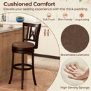 Set of 2 Bar Stools Swivel Bar Chairs with Footrest and Hollowed Backrest by LJGDeals