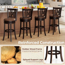 Set of 2 Bar Stools Swivel Bar Chairs with Footrest and Hollowed Backrest by LJGDeals