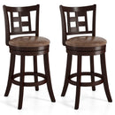 Set of 2 Bar Stools Swivel Bar Chairs with Footrest and Lattice Backrest